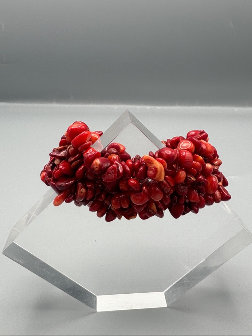 Coral Bead Cluster Stretch Bracelet